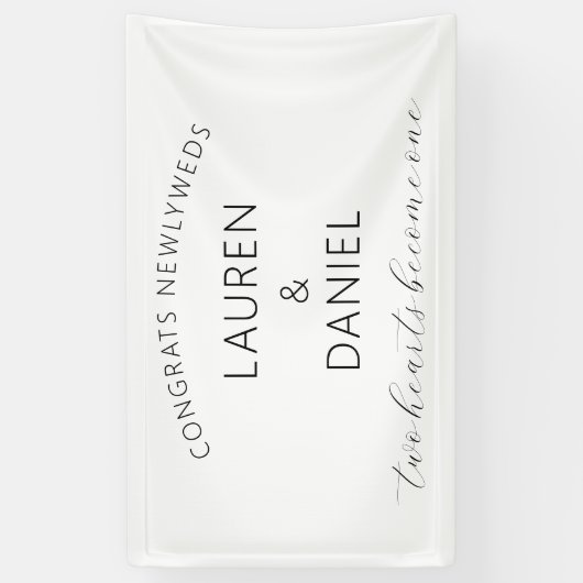 Gefeliciteerd Passen getrouwd Namen Script Wedding Spandoek (Verticaal)