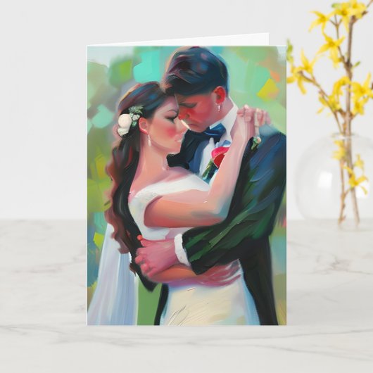 Gefeliciteerd Passen getrouwd | Waterverf Kunst Kaart (Gele Bloem)