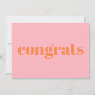 Gefeliciteerd, pastel oranje roze kaart