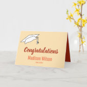 Gefeliciteerd Peach Coral en Scarlet Afstuderen Kaart (Gele Bloem)