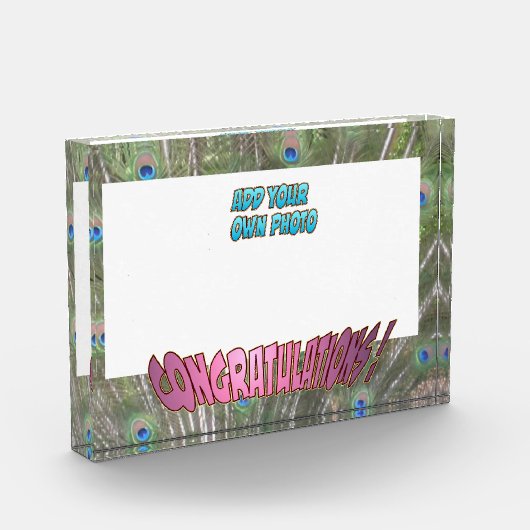 Gefeliciteerd Peacock F. Roze Cust. Fotoblok (Links)