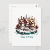 Gefeliciteerd Pembroke Welsh Corgi Honden Briefkaart (Voorkant / Achterkant)