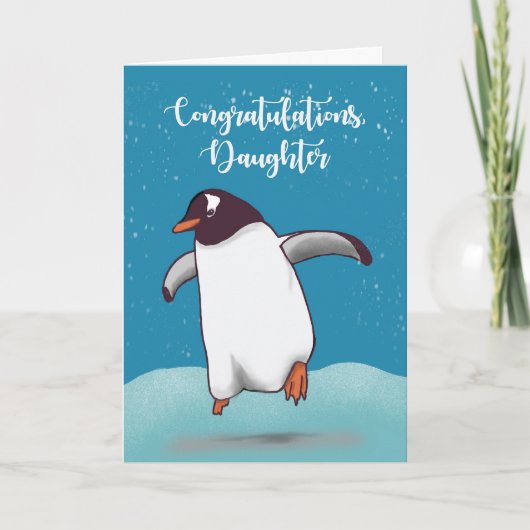 Gefeliciteerd Penguin Jumping voor de vreugde Kaart (Voorkant)