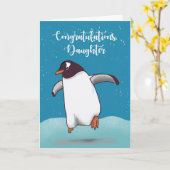 Gefeliciteerd Penguin Jumping voor de vreugde Kaart (Gele Bloem)