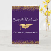 Gefeliciteerd Persoonlijke Elegante Gouden Afstude Kaart (Gele Bloem)