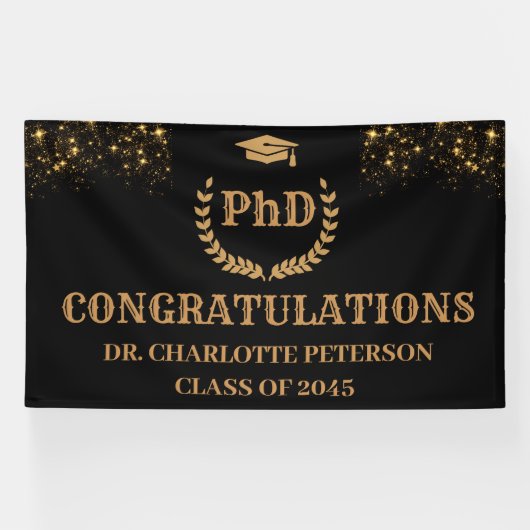 Gefeliciteerd PhD Afstuderen Spandoek (Horizontaal)