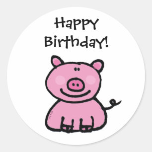 Gefeliciteerd! (pig) ronde sticker