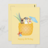 Gefeliciteerd Pina Colada Ananas Honden Briefkaart (Voorkant / Achterkant)
