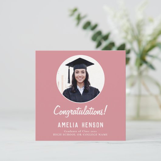 Gefeliciteerd Pink Afstuderen 2 Foto Afstuderen Kaart (Staand voorkant)