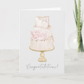 Gefeliciteerd Pink Peony Trouwtaart Kaart (Voorkant)