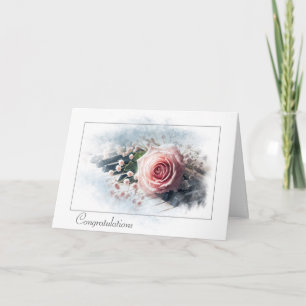 Gefeliciteerd Pink Rose op  piano Kaart