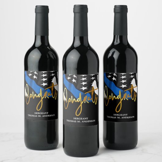 Gefeliciteerd politie denkt aan blauwe lijn wijn etiket (Flessen)