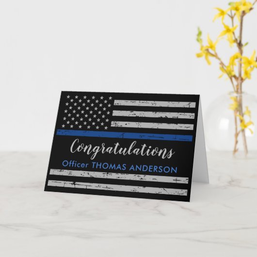 Gefeliciteerd politie Thin Blue Line Afstuderen C Kaart (Gele Bloem)