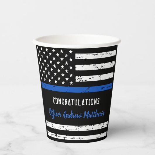 Gefeliciteerd politie Thin Blue Line Party Papieren Bekers (Voorkant)