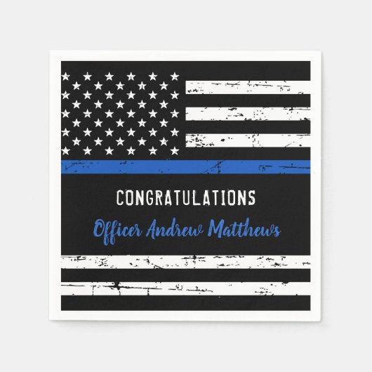 Gefeliciteerd politie Thin Blue Line Party Servet (Voorkant)