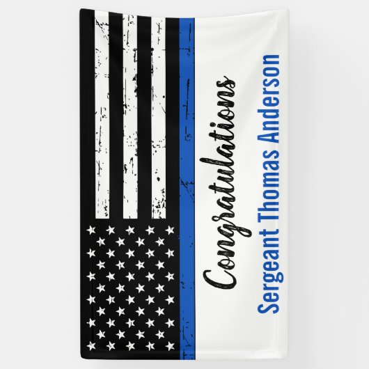 Gefeliciteerd politie Thin Blue Line Retirement P Spandoek (Verticaal)