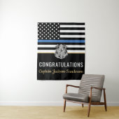 Gefeliciteerd politiebeambte blauwe lijn wandkleed (In situ)