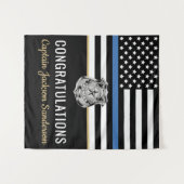 Gefeliciteerd politiebeambte blauwe lijn wandkleed (Voorkant (horizontaal))