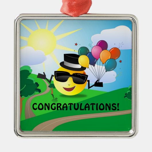 Gefeliciteerd, populair design, metalen ornament (Voorkant)