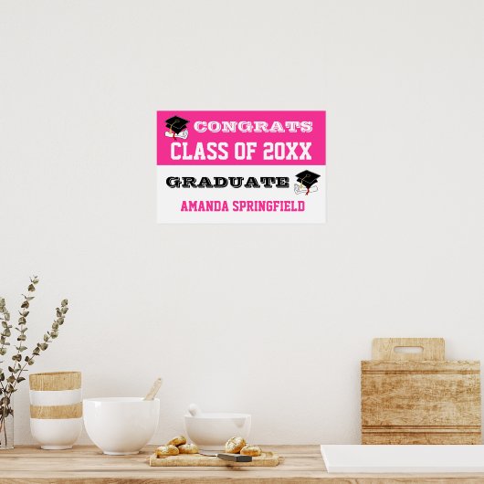 Gefeliciteerd Poster banner roze (Keuken)