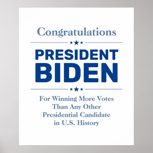 Gefeliciteerd President Biden Meest gekozen kandid Poster (Voorkant)