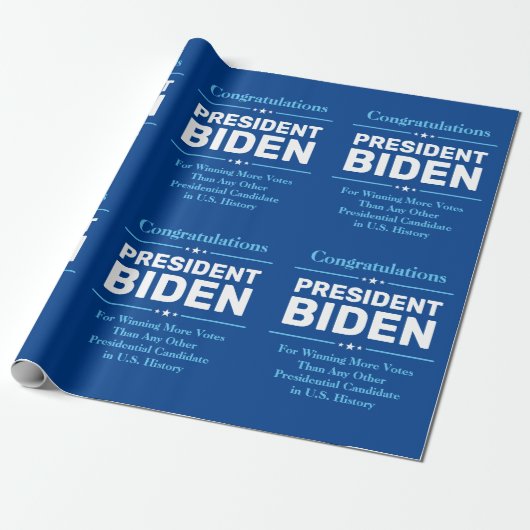 Gefeliciteerd President Biden Meest gestemd Kandid Cadeaupapier (Uitgerold)