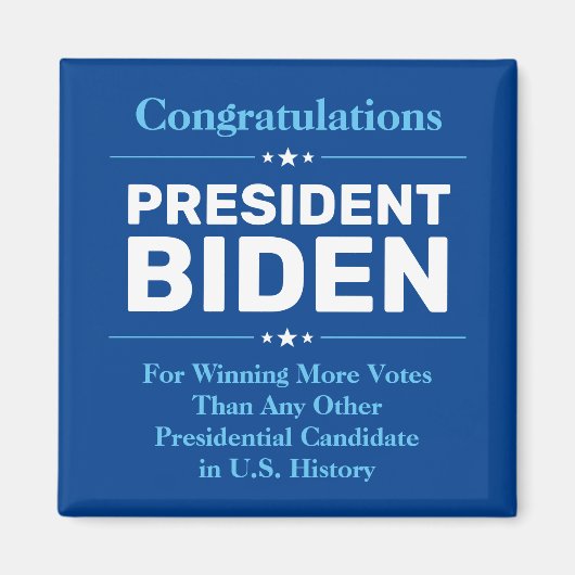 Gefeliciteerd President Biden Meest gestemd Kandid Magneet (Voorkant)