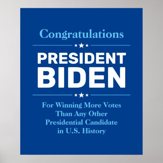 Gefeliciteerd President Biden Meest gestemd Kandid Poster (Voorkant)