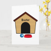 Gefeliciteerd Puppy Dog House Naam Kaart (Gele Bloem)