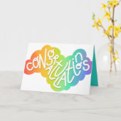 Gefeliciteerd Rainbow Quirky Font Kaart (Gele Bloem)