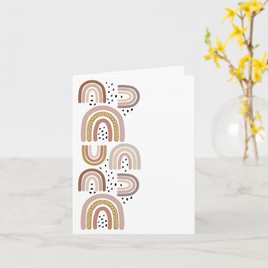 Gefeliciteerd Rainbows Neutral Colors Greeting Kaart (Gele Bloem)