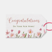Gefeliciteerd Realtor gepersonaliseerde roze bloem Cadeaulabel (Voorkant (Horizontaal))
