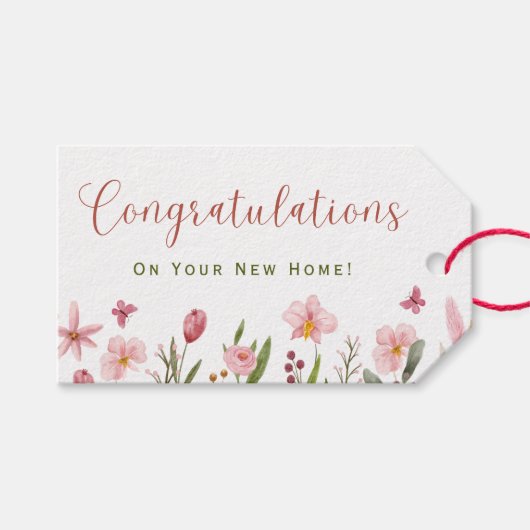 Gefeliciteerd Realtor gepersonaliseerde roze bloem Cadeaulabel (Voorkant (Horizontaal))
