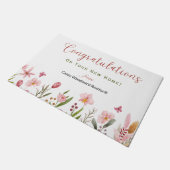Gefeliciteerd Realtor gepersonaliseerde roze bloem Deurmat (Schuin)