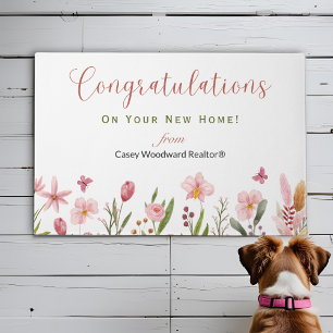 Gefeliciteerd Realtor gepersonaliseerde roze bloem Deurmat