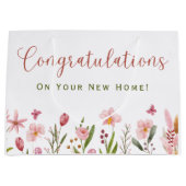 Gefeliciteerd Realtor gepersonaliseerde roze bloem Groot Cadeauzakje (Voorkant)