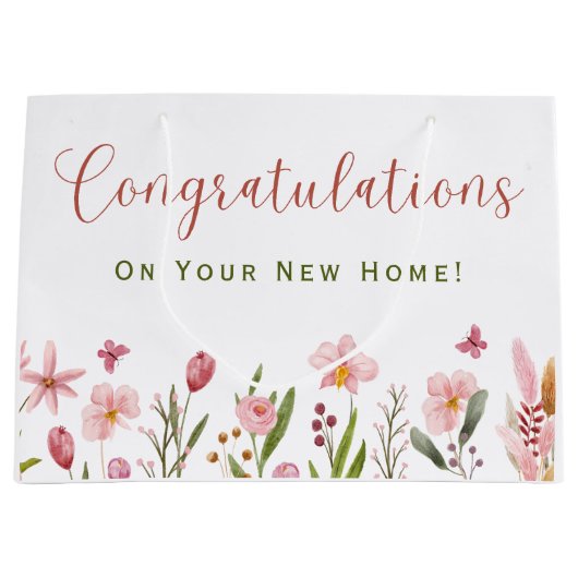 Gefeliciteerd Realtor gepersonaliseerde roze bloem Groot Cadeauzakje (Voorkant)