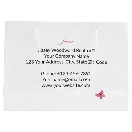 Gefeliciteerd Realtor gepersonaliseerde roze bloem Groot Cadeauzakje (Achterkant)