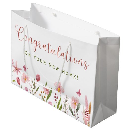 Gefeliciteerd Realtor gepersonaliseerde roze bloem Groot Cadeauzakje (Voorkant Gekanteld)