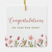 Gefeliciteerd Realtor gepersonaliseerde roze bloem Keramisch Ornament (Voorkant)