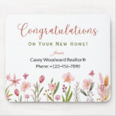 Gefeliciteerd Realtor gepersonaliseerde roze bloem Muismat (Voorkant)