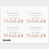 Gefeliciteerd Realtor gepersonaliseerde roze bloem Rechthoekige Sticker (Vel)