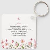 Gefeliciteerd Realtor gepersonaliseerde roze bloem Sleutelhanger (Achterkant)