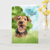 Gefeliciteerd reBARKable Airedale Terrier Dog Kaart (Gele Bloem)