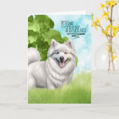 Gefeliciteerd reBARKable American Eskimo Dog Kaart (Gele Bloem)