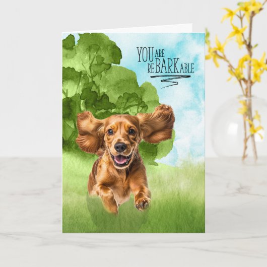 Gefeliciteerd reBARKable Cocker Spaniel Hond Kaart (Gele Bloem)