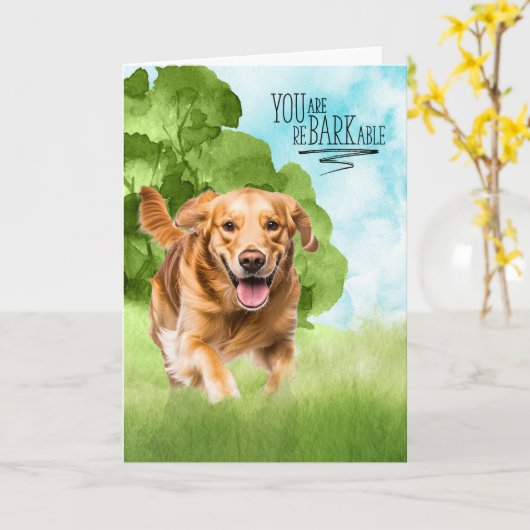 Gefeliciteerd reBARKable Gouden Retriever Hond Kaart (Gele Bloem)