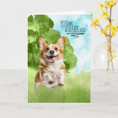 Gefeliciteerd reBARKable Welsh Corgi Hond Kaart (Gele Bloem)