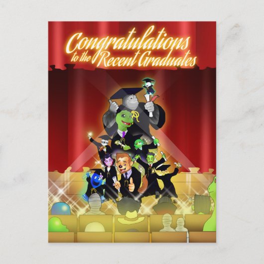 Gefeliciteerd Recent afgestudeerden (zwart) Kaart (Voorkant)