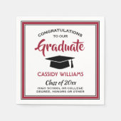 Gefeliciteerd, Red Black White Modern Afstuderen Servet (Voorkant)